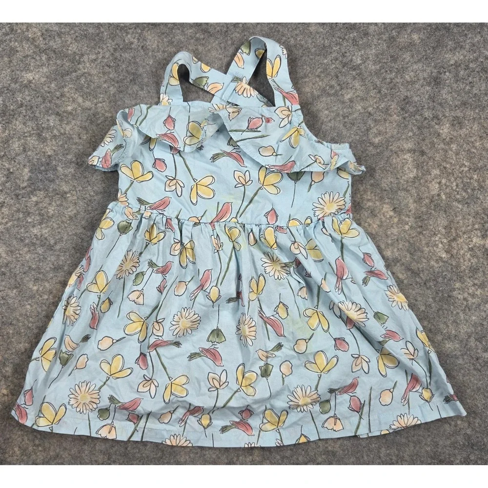 Carters Just One You Baby Girls Blue Floral Bird Ruffle Sun Dress 18M 1P303810